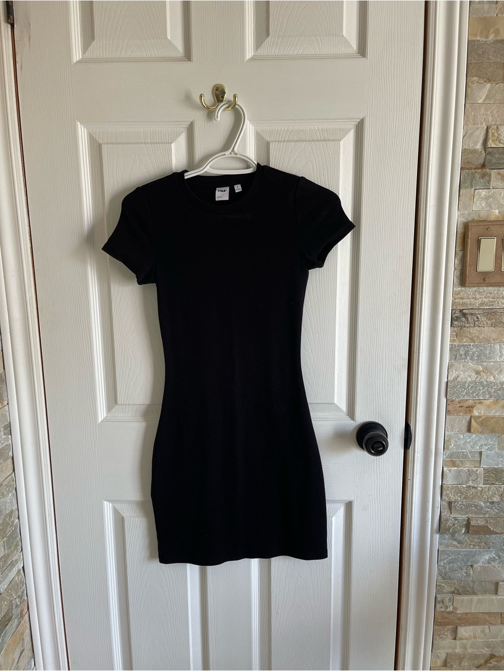 Aritzia Black Short-Sleeve Bodycon Dress